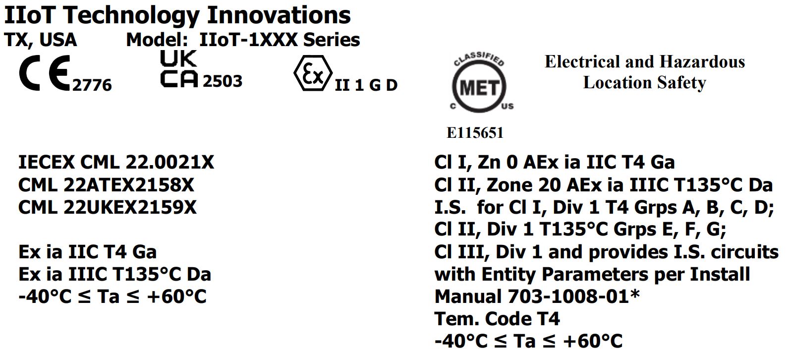 IIoT-1XXX Marking