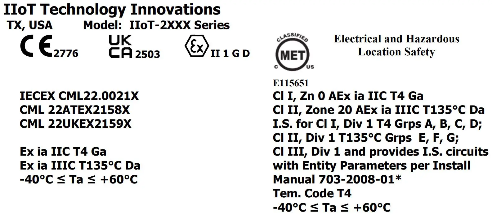 IIoT-2XXX Marking