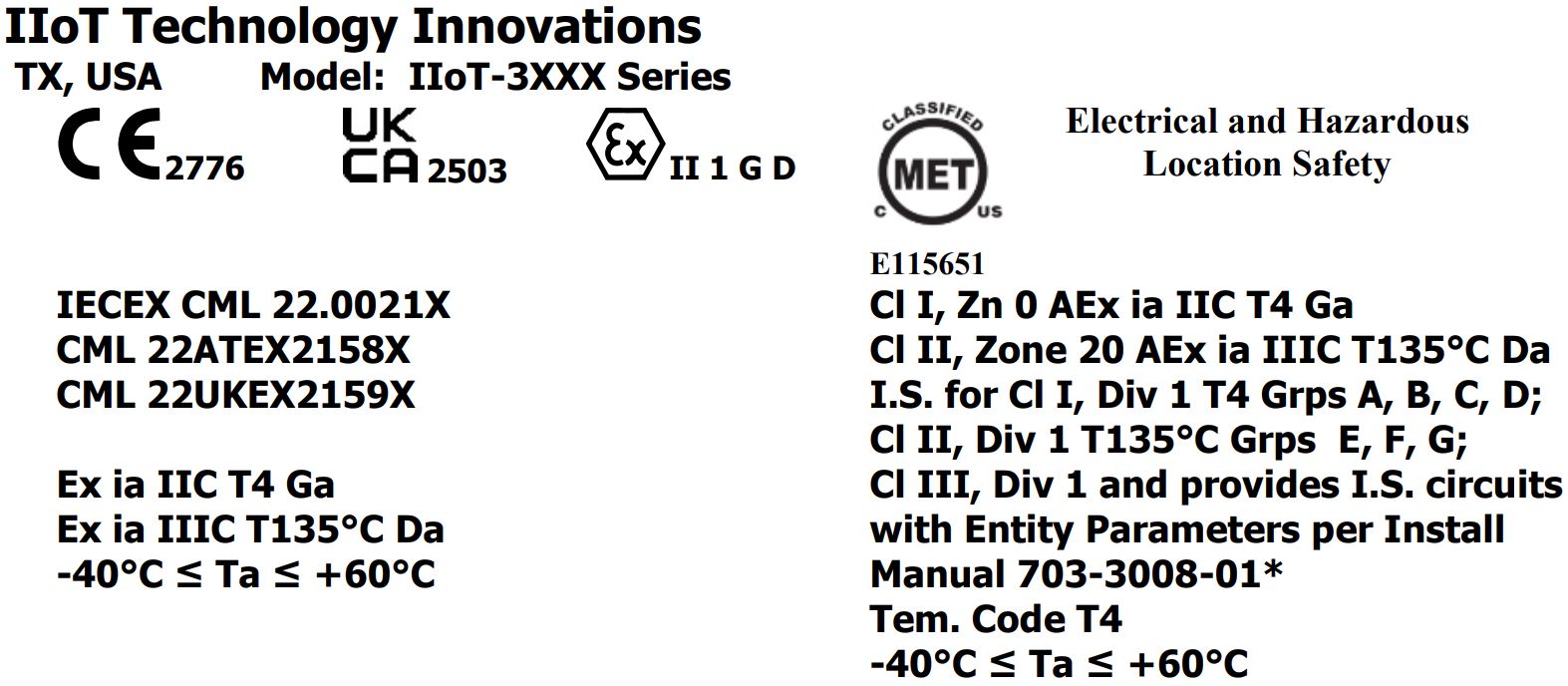 IIoT-3XXX Marking